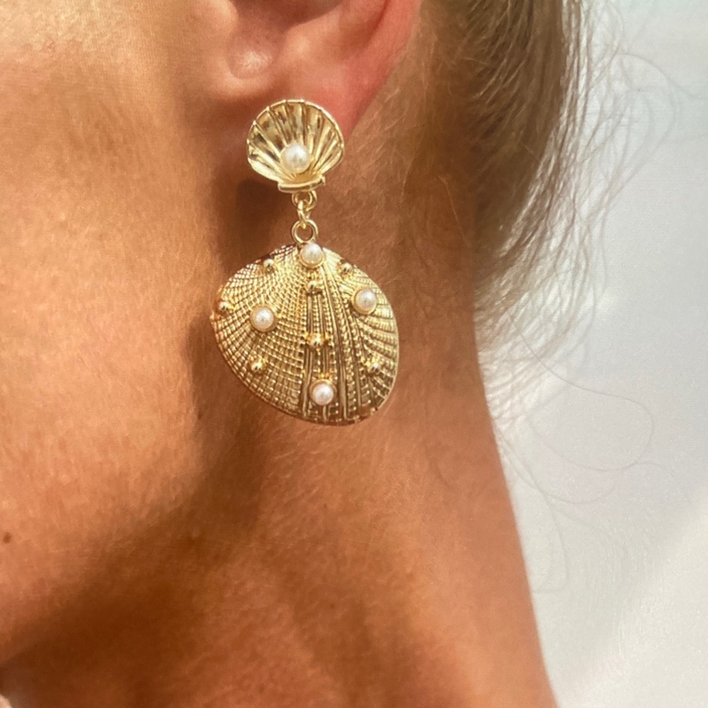 Free People Gold and Pearl Drop Earrings